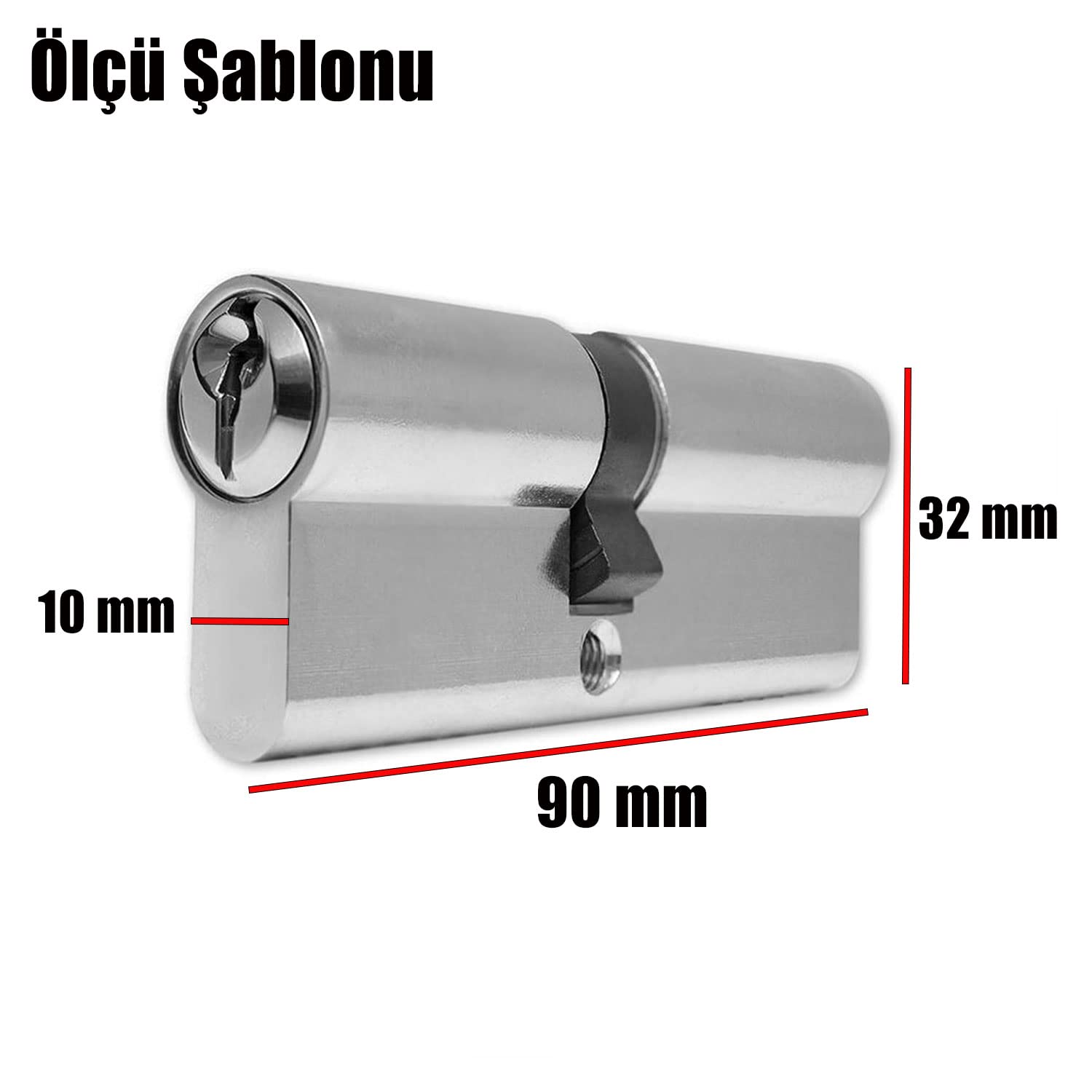Badem10 Hok Kapı Göbeği Silindir Barel 3 Anahtarlı 90 mm
