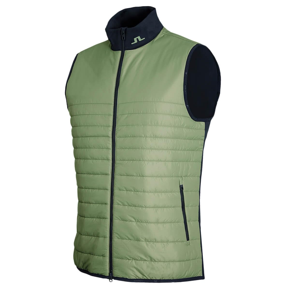 J.lindeberg Men's Oil Green Martino Quilt Hybrid Vest Gilet - Xl