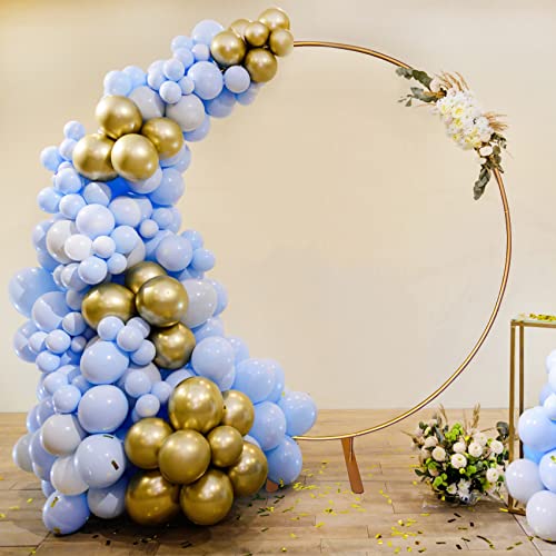 Rose Gold Circle Arch For Balloons Flower, Uniideco 6.6 Ft Circular Metal Aluminum Alloy Round Frame Arbor Wedding Arches, Gender Reveal Baby Shower Decorations Birthday Photo Ring Backdrop Stand #TOP7