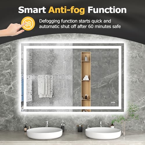 Image of Hivone 60 inchX40 inch LED Bathroom Mirror with Lights, UL Listed