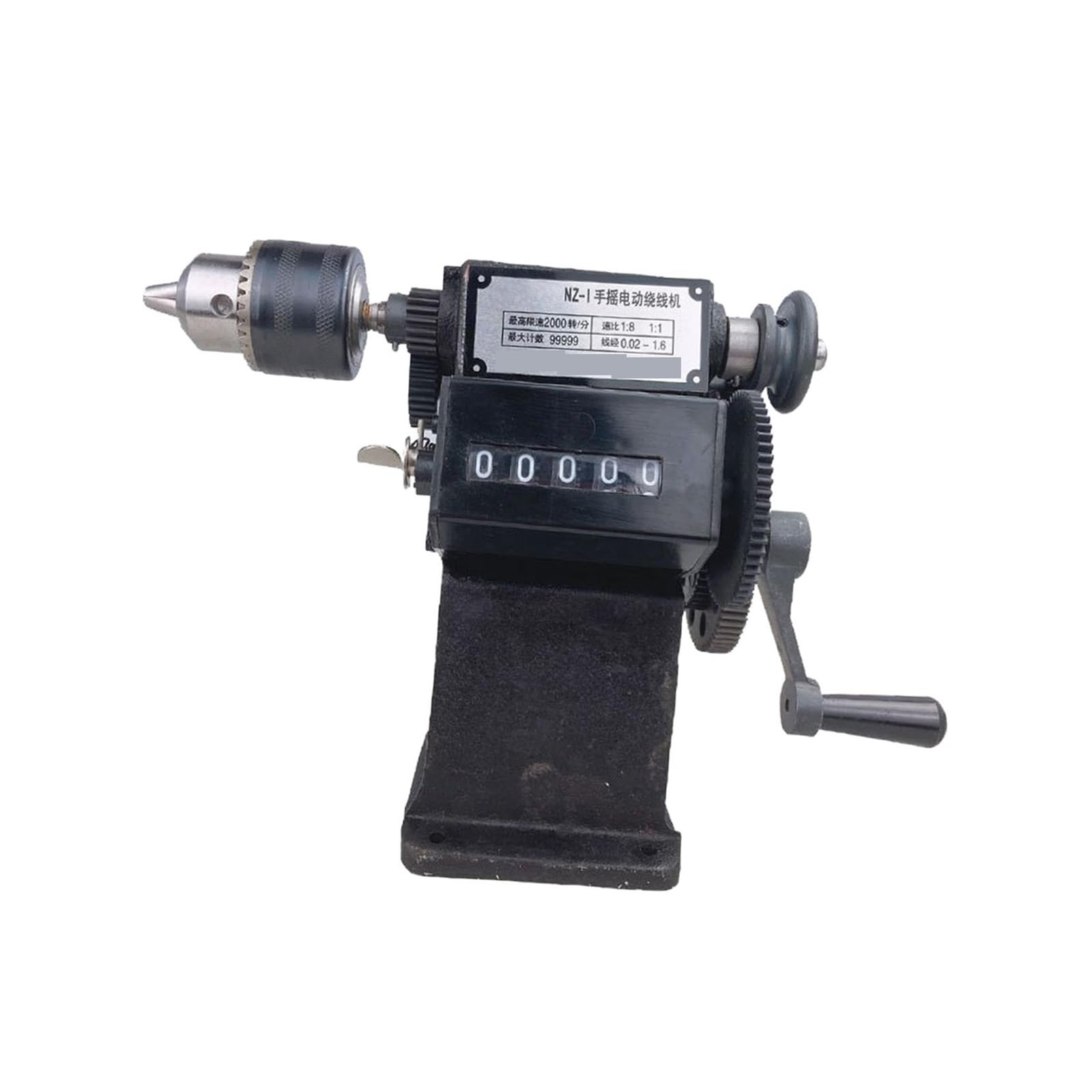 Manuelle Wickelmaschine, 0-99999S Zählbereich, Handwickelmaschine mit 1,5-13mm Spannfutter, Zählwicklerzähler Breite Anwendung(Model2)