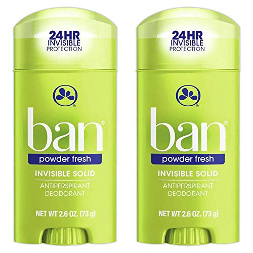 Ban Invisible Solid Deodorant for Women and Men, Shower Fresh, 24-hour Antiperspirant, 2.6 Ounce (2 Pack)