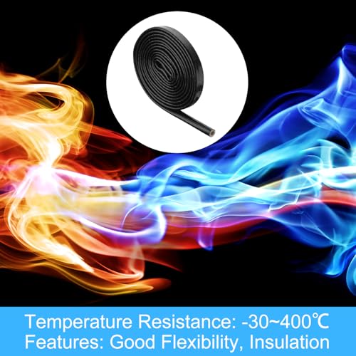 Image of MECCANIXITY 1 /5 inch ID 10ft Heat Shielded Fire Sleeve Silicone Coated Fiberglass Tape, for Automotive Hose Lines Wires Electrical Wiring, Black