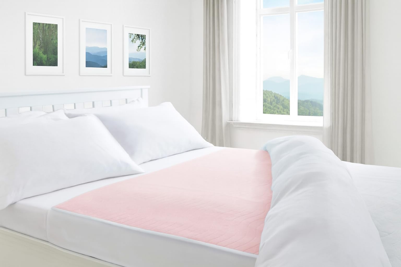 COMFORTNIGHTS Deluxe Washable Reusable Incontinence Pad/Waterproof Mattress Protector Double Bed, With Tucks (Pink)