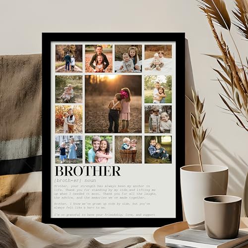 Image of Art Street Customized Brother's Gift for your Brother with 13 Pictures Collage print for Rakhi Gifts Photo Frame With Photo Upload, Birthday, Couple, Parents (9.2x12.6 Inch)