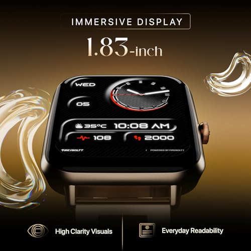 Image of Fire-Boltt Ninja Blaze Smart Watch, Stainless Steel Strap & Steel Body, 1.83 inch Display Bluetooth Calling Built-in Mic & Speaker, 120+ Sports Modes, Smartwatch for Man and Woman Rose Quartz