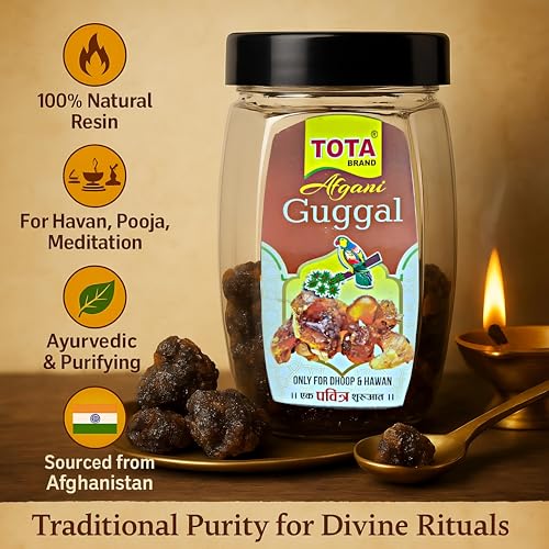 Image of TOTA Pure Afghani Guggal, 50g | Natural Guggul - No Artificial Fragrance | 100% Natural Resin Gugal /Guggul, For Puja Havan Dhoop Dhuni Meditation, Air Purification & Ayurvedic Healing