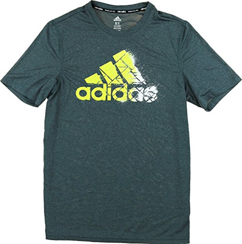 adidas Boys 8-20 Climalite¨ Athletic Shirt (Medium / 10/12, Dk Grey HTHR/S.Yellow)