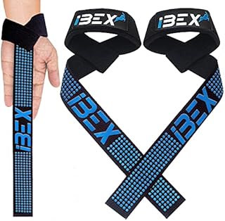 IBEX Weight Lifting Straps with Padded Wrist Support and Advanced Gel Grips - Strongly stitched 100% cotton Extra Long Gym Straps for Deadlift, Workout & Barbell Shrugs