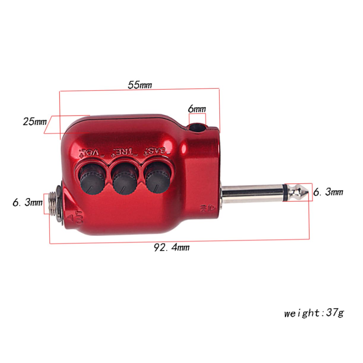 Preamplificatore Sz02 Rosso con Spina 6, 35mm, Eq 2 Bande