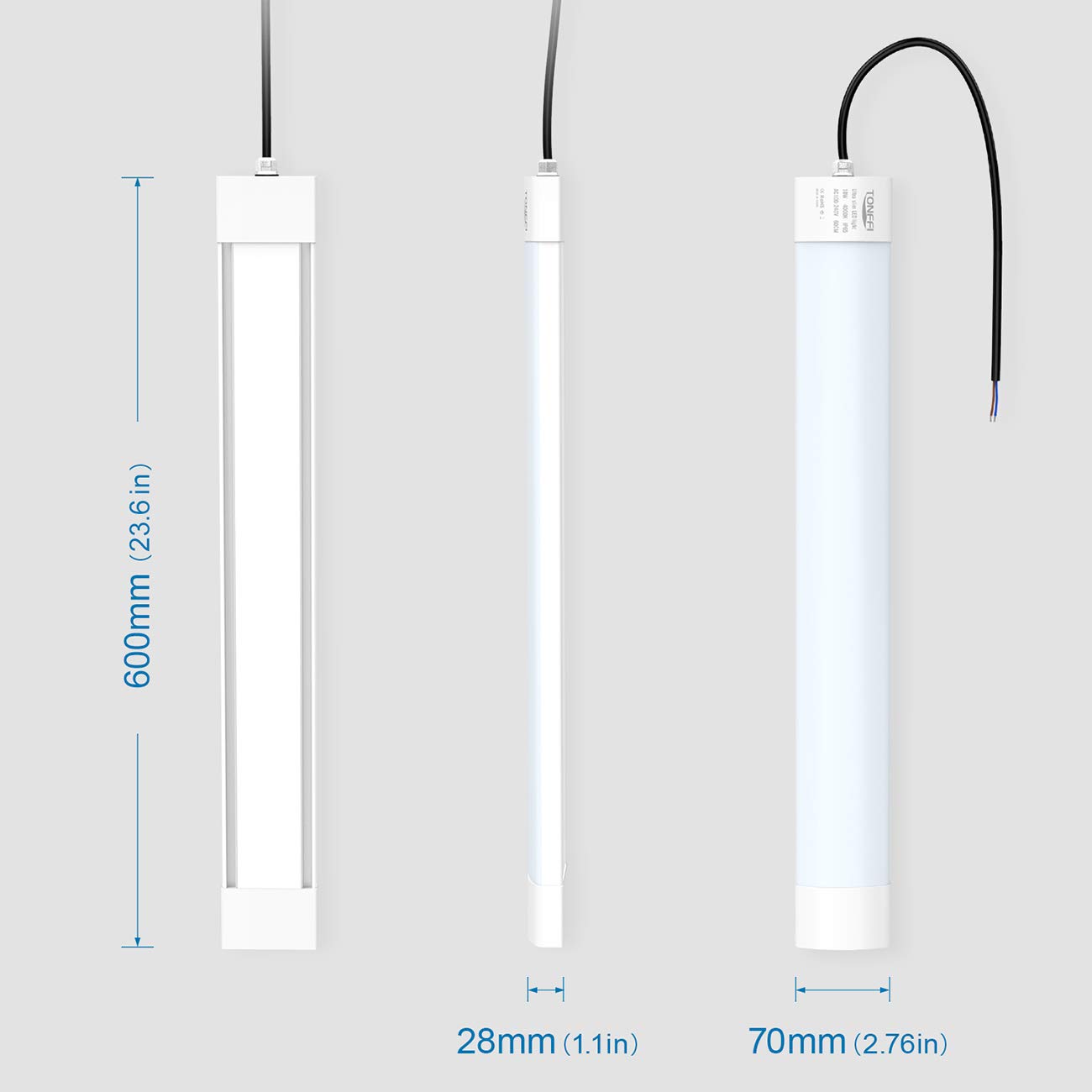 TONFFI LED Feuchtraumleuchte Deckenleuchte 60cm 18W für Garage Keller Bad Werkstatt Feuchtraum Warenhaus, LED Wannenleuchte Feuchtraumlampe Röhre, Wasserdicht IP65 Neutralweiß 4000K-4500K