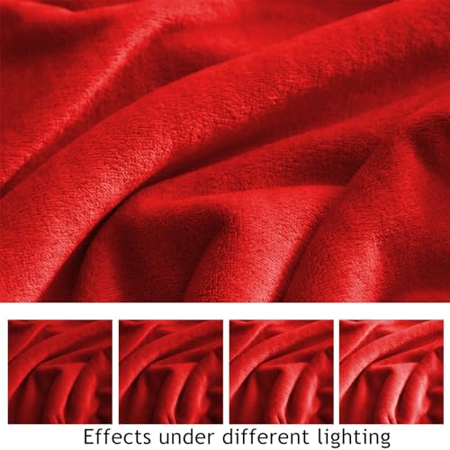 KMUSET Super Soft Throw Blanket Premium Silky Flannel Fleece Twin Red Microfiber Lightweight Blanket All Season Use