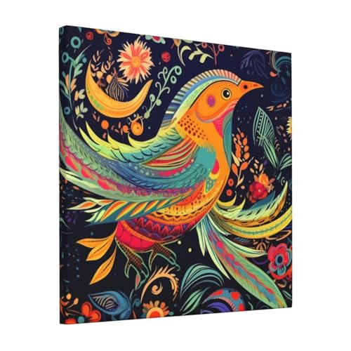 Toile oiseaux style ethnique pour sublimer un mur blanc sans cadre
