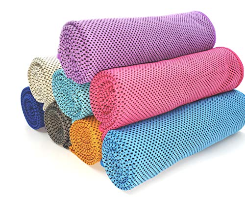 Hystrada 8 Pack Cooling Towels 40" X 12"-Cooling Scarf, Cold Snap Cooling Towel For Instant Cooling Relief For All Physical Activities: Golf, Fitness, Camping, Hiking, Yoga, Pilates #TOP7