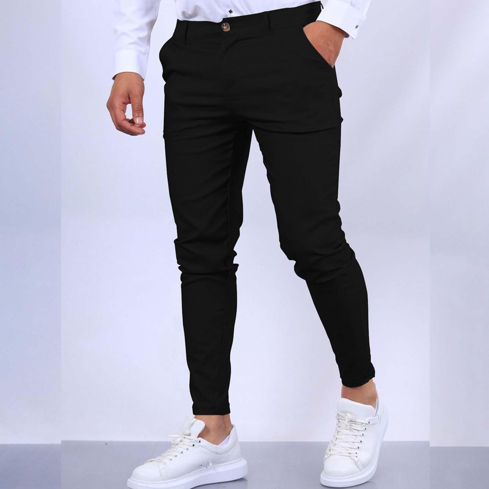 Genérico Pantalón De Traje para Hombre. Slim Fit Pantalones De Traje Ajustados con Pliegues Y Bolsillos Corte Recto Pantalones De Negocios Oficina para Tiempo Libre