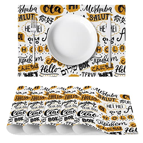 Sets de table Hello antidérapants et thermorésistants 30,5 x 45,7 cm pour repas - 3