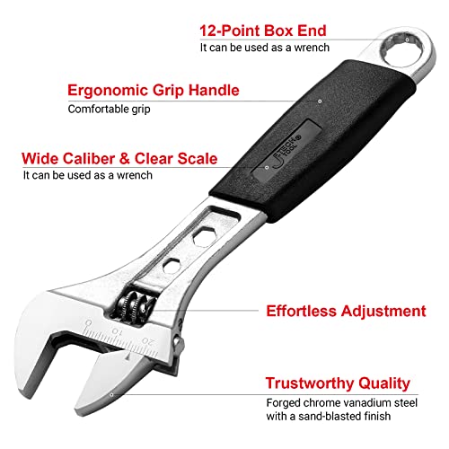 Jetech 6 Inch Adjustable Wrench With Softgrip Handle - Professional Shifter Spanner With Wide Caliber Opening #TOP1