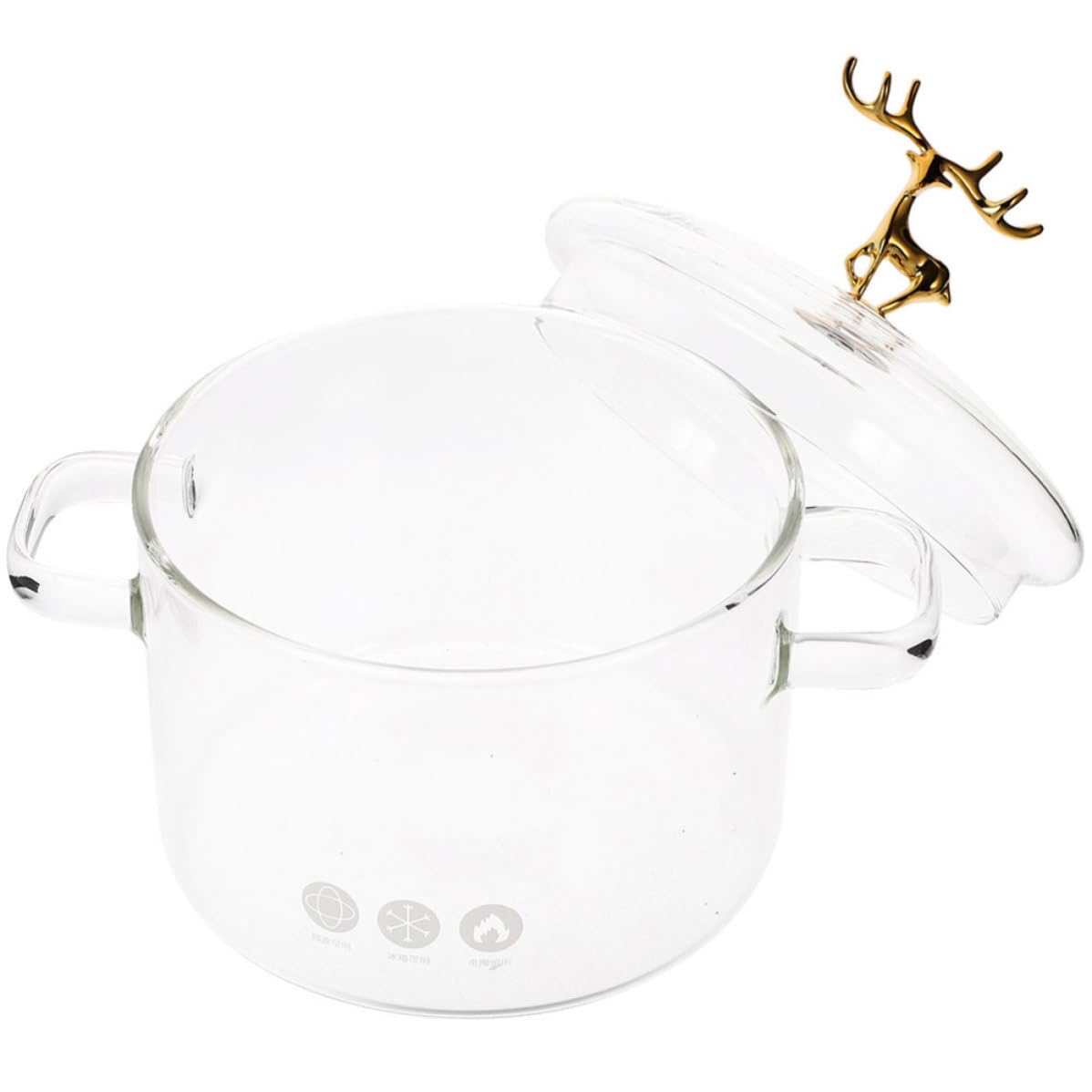 Marmite en verre borosilicate contre les débordements avec couvercle cerf 1900ml