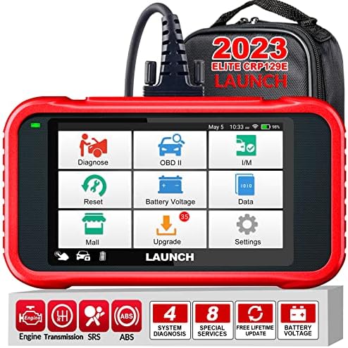 LAUNCH OBD2 Scanner, 2023 Elite CRP129E Diagnostics Scan Tool, ABS/SRS/TCM/Engine Code Reader, 8 Reset Service, Oil/EPB/TPMS/SAS/BMS/Throttle Reset, Injector Coding, Auto Vin,Lifetime Free Update