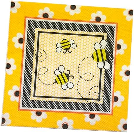 Miniatura 3 de SELPONT aper Servilletas desechables de 6.5 x 6.5 pulgadas, servilletas de almuerzo de abejorros amarillas de panal, postre de panal, servilletas de