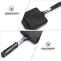 Vista 2 de BESTonZON Sandwichera antiadherente para sándwiches, sartén de hierro fundido, olla de prensa Panini de doble cara con asa para el hogar, cocina