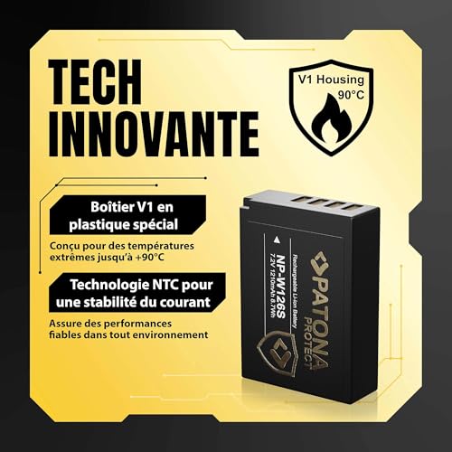 PATONA Protect NP-W126s Batterie 1210mAh pour Fujifilm X-T5 X-T50 – vue 4