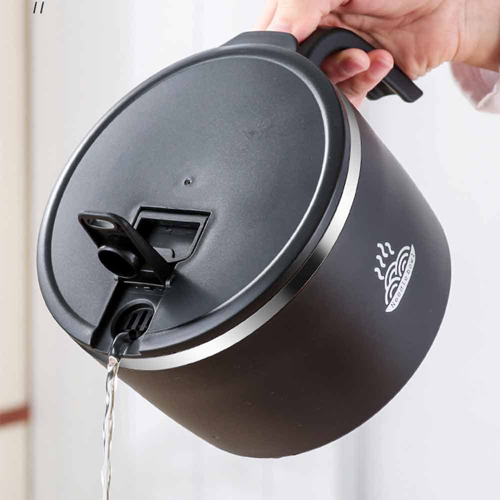 Instant-Nudeln Schüssel, 1300ml, Ramen schüssel mit deckel, Auslaufsicher suppenschüssel, Suppentassen mit henkel, Reis Schüssel, Salatschüssel, Bento Box (Schwarz, Groß)
