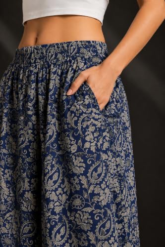 Image of Women Printed Palazzo Pants Combo Pack of 2, Comfortable Elastic Waist Lounge Pants for Women | Relaxed Fit, Loose Fitting Wide Leg Palazzo Pants, Casual Bottom (Available in S to 3XL Size)