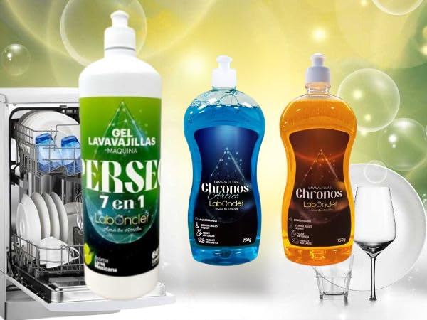 Perseo 7 en 1 LAVAVAJILLAS EN GEL + CHRONOS LAVAVAJILLAS MANUAL GRAN PODER DESENGRASANTE ABRILLANTADOR ANTI CAL