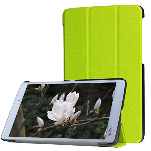 GLOW Qua tab PX キュアタブ au quatab LG LGT31 3点セット【保護フィルム&タッチペン付き】 3つ折りスマートケース カバー エーユー グリーン