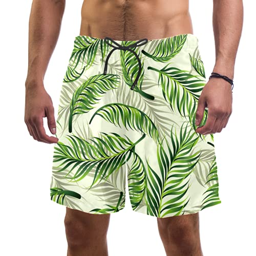 Short de bain homme feuilles vertes maillot de bain multicolore à poches