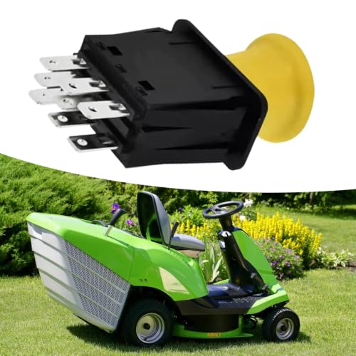 Interruptor PTO de 8 terminales para cortacésped con pomo amarillo de 10A 14V 3