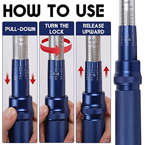 Uyecove 1/2-Inch Drive Click Torque Wrench, Torque Wrench 1/2 Drive 10-160Ft.lb/13.6-217N.m With A Xipe Storage Tray, Blue #TOP5