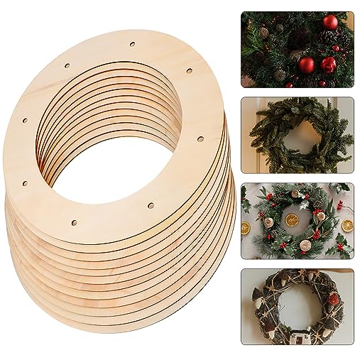 COHEALI Wooden Wreath Frames: 12Pcs Christmas Wreath Ring Wood Wreath Form for Crafts, Floral Arrangements, Easter, Spring, Home Decor, Wall Door Hanging Wreaths, Floral Hoop Garland