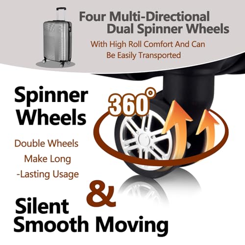 ILLUMINEW Luggage Sets with Durable Lightweight Carry-On Suitcases, Spinner Wheels, and TSA-Approved Lock (SHIZI, silver Grey, 24)2