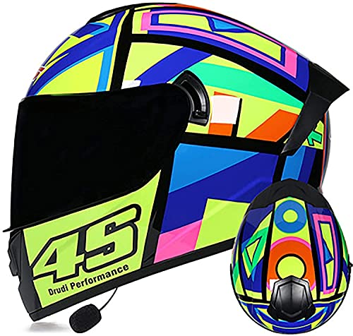 Motorbike Helmet Cascos abiertos Casco de motocicleta abatible con Bluetooth, visor doble abatible antirreflejos, aprobado por el , casco integral de motocross para bicicleta de calle para hombres y m
