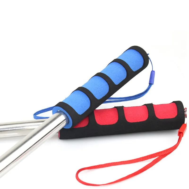 VIVITO Telescopic Stainless Steel Flag Pole with Anti-Slip Sponge Grip | 5 Feet Collapsible Handheld Banner Staff for Tour Guides, Teachers, Events & Classroom Use | Portable, Wind-Resistant, Lightweight | (Blue, Pack of 8)
