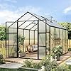 78FT High 82 102FT Greenhouse for OutdoorsPolycarbonate Greenhouse with Stronger Wind Protection and Roof VentWalk in Large Aluminum Sunroom Winter ProofBlack