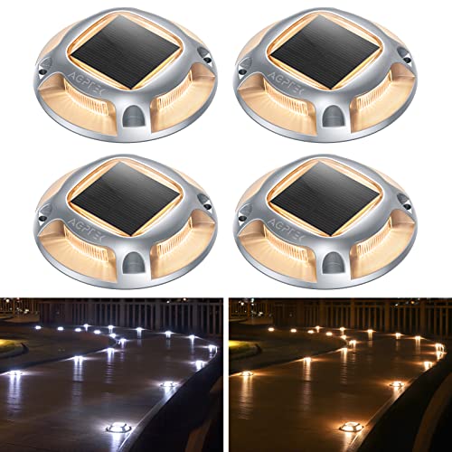 AGPTEK Solarlampen, Solar Deck Leuchten, 2 Farbmodi, Solarlampen für außen, IP68 wasserdicht, Solar Deck Lights Outdoor, Dock Lichter für Gartenweg...