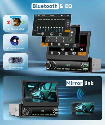 Radio para auto con pantalla retráctil táctil de 7 pulgadas miniatura 5