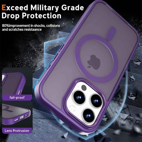 Image of Magnetic iPhone 16 Pro case,Compatible with Magsafe, Military-Grade Protection,Slim Translucent Matte Shockproof with Anti-Scratch Anti-Fingerprint Phone Cover (deep Purple, iPhone 16 Pro)