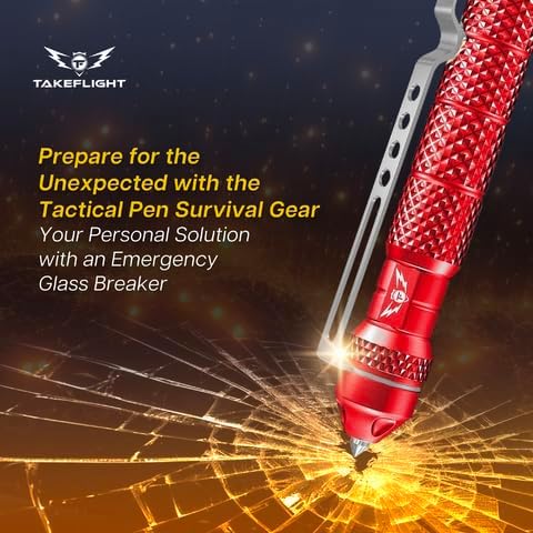 Miniatura 6 de TF TAKEFLIGHT Bolígrafo táctico multiherramienta Regalos para hombres y papá Agarre de hilo de diamante, equipo de supervivencia EDC de aluminio