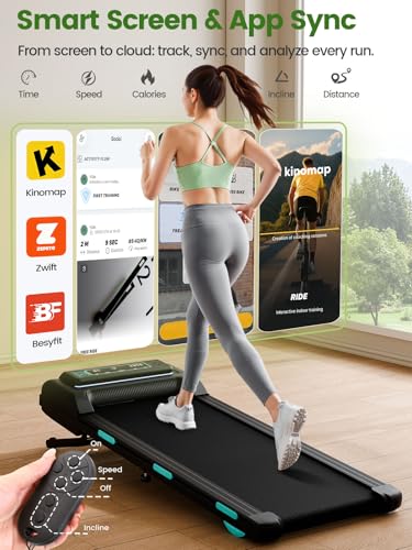 Image of 3.5HP Walking Pad with Handle Bar, 12% Auto Incline Treadmill for Home Office, 450 Lbs Capacity Heavy Duty Under Desk Treadmill with APP Control, Bluetooth Speaker, Portable Running Machine