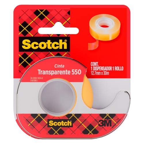 Consejos para Comprar Adhesivos al mejor precio. 45 Scotch, 3M Cinta Adhesiva 550 con despachador, Transparente, 12 mm x 30 m, Contiene 1 rollo, Ideal para sellado multipropósito, protección de etiquetas, envoltura y reparación...