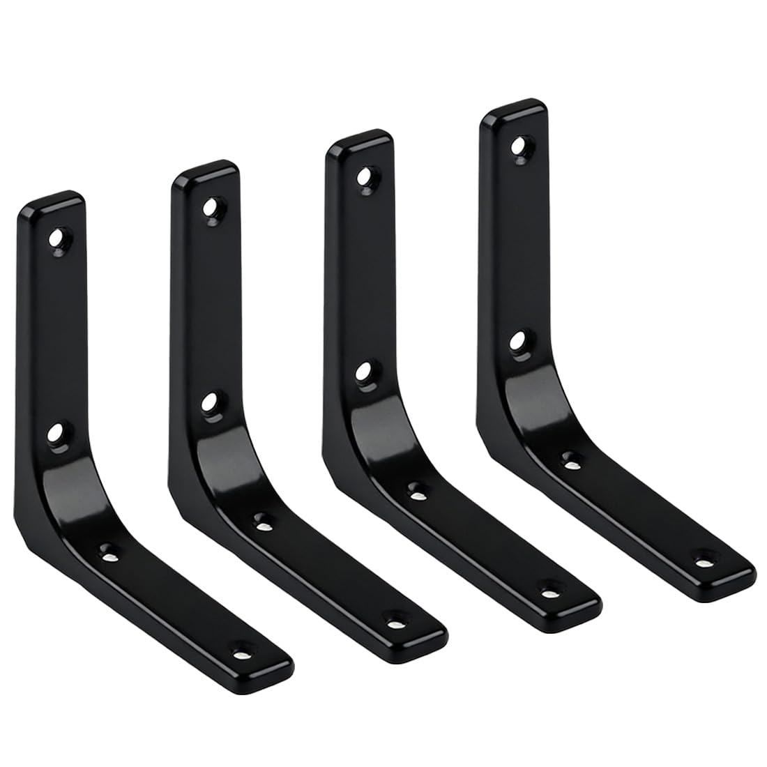 4 Pack Heavy Duty 4 Inch L Shelf Brackets with Screws - Wall Mounted Floating Shelf Support Brackets for Living Room, Garage, Kitchen (Black, 4 Inch- 4 Pack)
