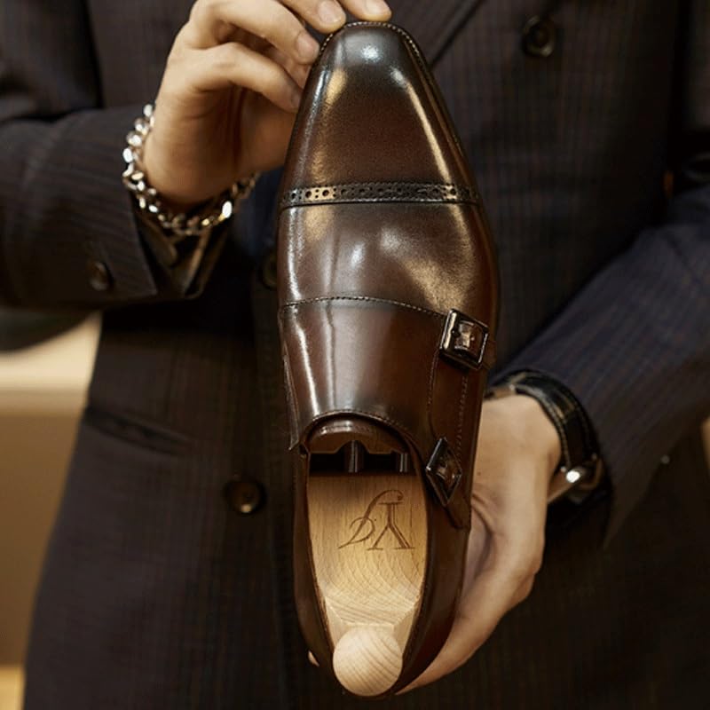 Men's Double Monk Strap Fashion Luxury Slip on Formal Business Shoes Modern Wedding Office Work Tuxedo Derby Shoes2