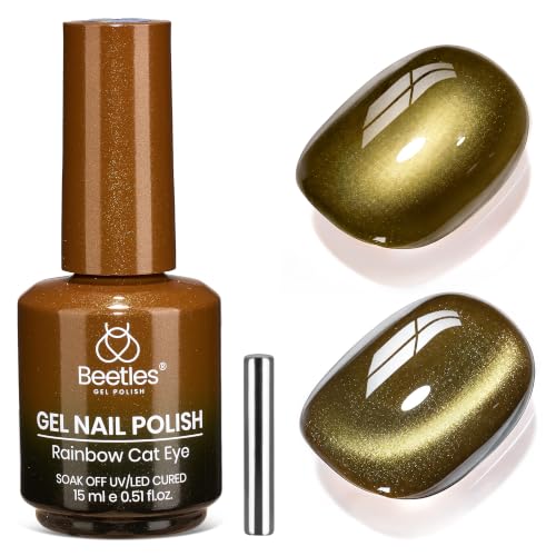 Image of Beetles Olive Green Cat Eye Gel Nail Polish, Cabin Moss 15ml Fall Gel