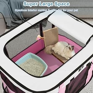   X-ZONE-PET-Dog-Playpen-Portable-Pet-Play-Pen-for-Cat-Foldable-Exercise-Play-Tent-Kennel-Crate-Great-for-Indoor-Outdoor-Travel-Camping-Use-Come-with-Free-Carring-Case-Pink-M