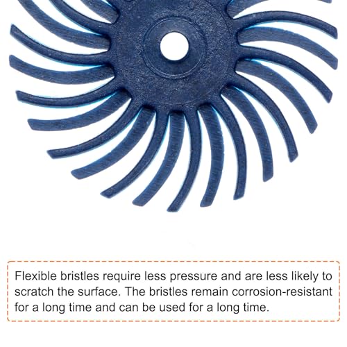 Image of HARFINGTON 30pcs Radial Bristle Disc Set 1 inch 120 Grit Detail Abrasive Brush Kit Gap Polishing Wheel Assortment with 1 /8 inch 3 /32 inch Shank Mandrels for Jewelry Wood Metal Polishing Cleaning, Blue