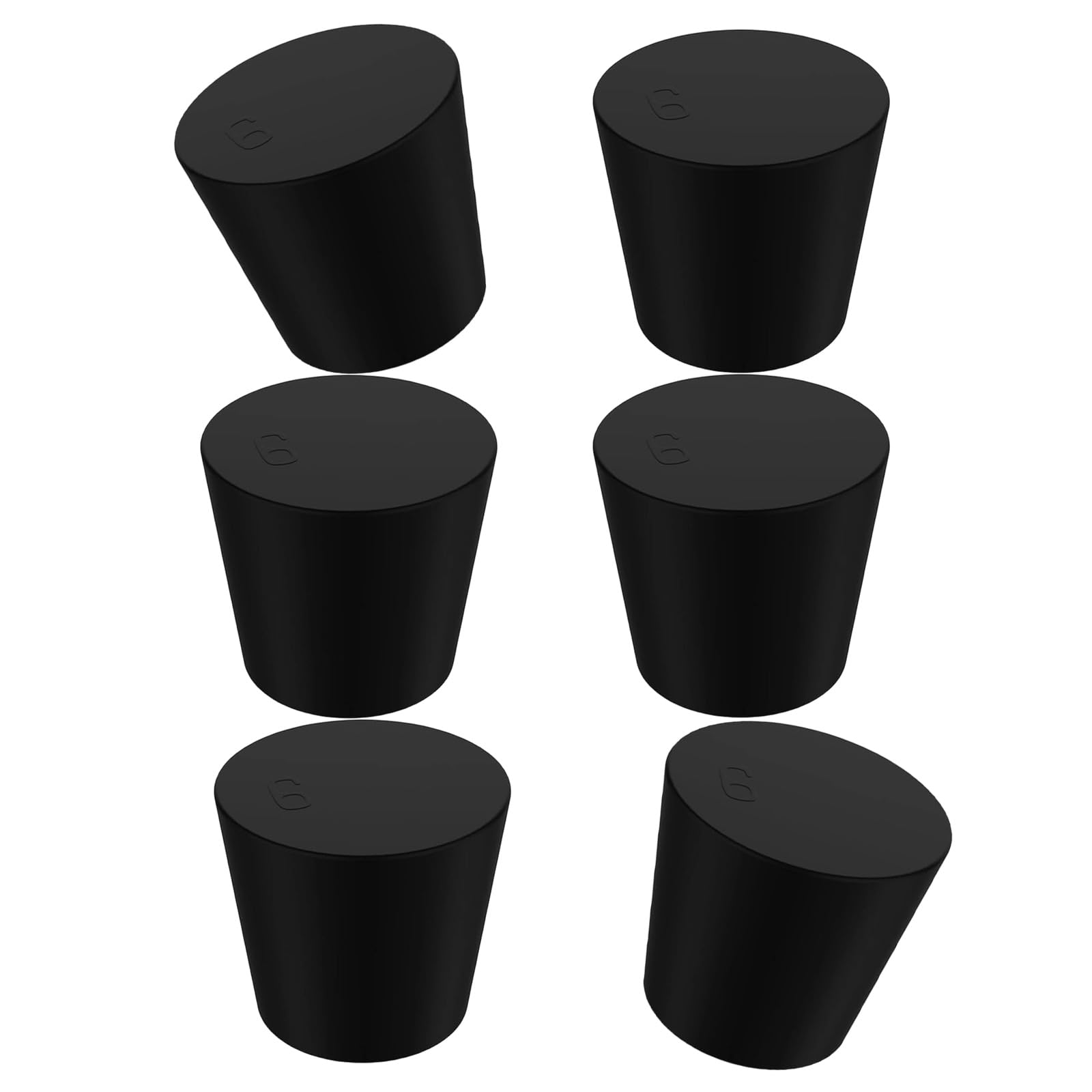 CUNZJIA Pack of 6 Black Tapered Rubber Stoppers Small Bottle Plugs Sink Stopper Rubber Texture for Bottles Pipes and Tool